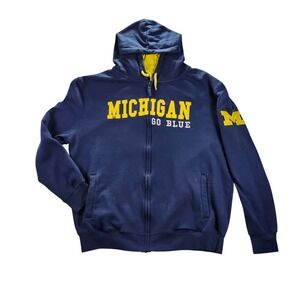 Stadium Athletics Michigan Hoodie Mens XL Blue Good Full Zip Go Blue Embroidered